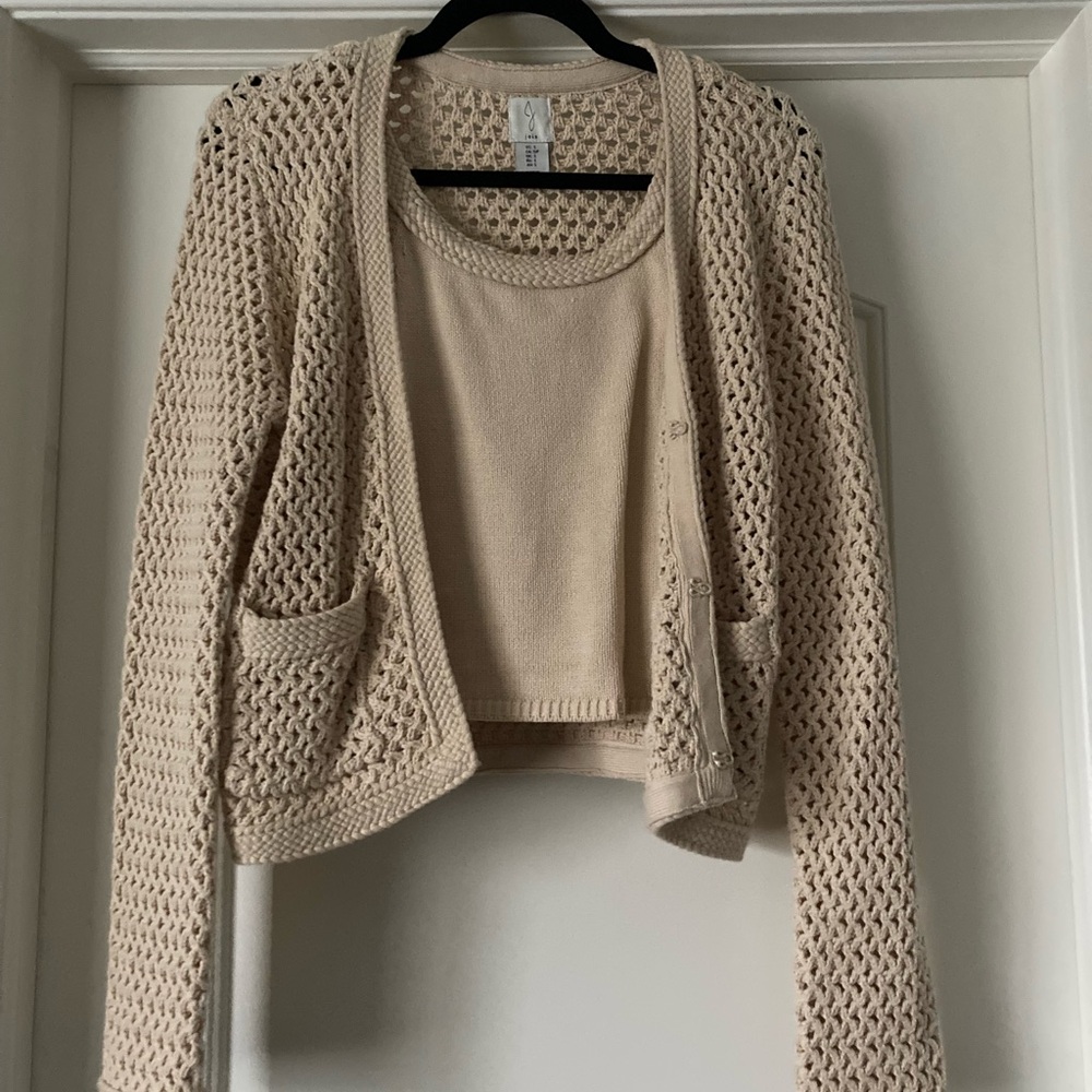 Cream Knit Cardigan Set